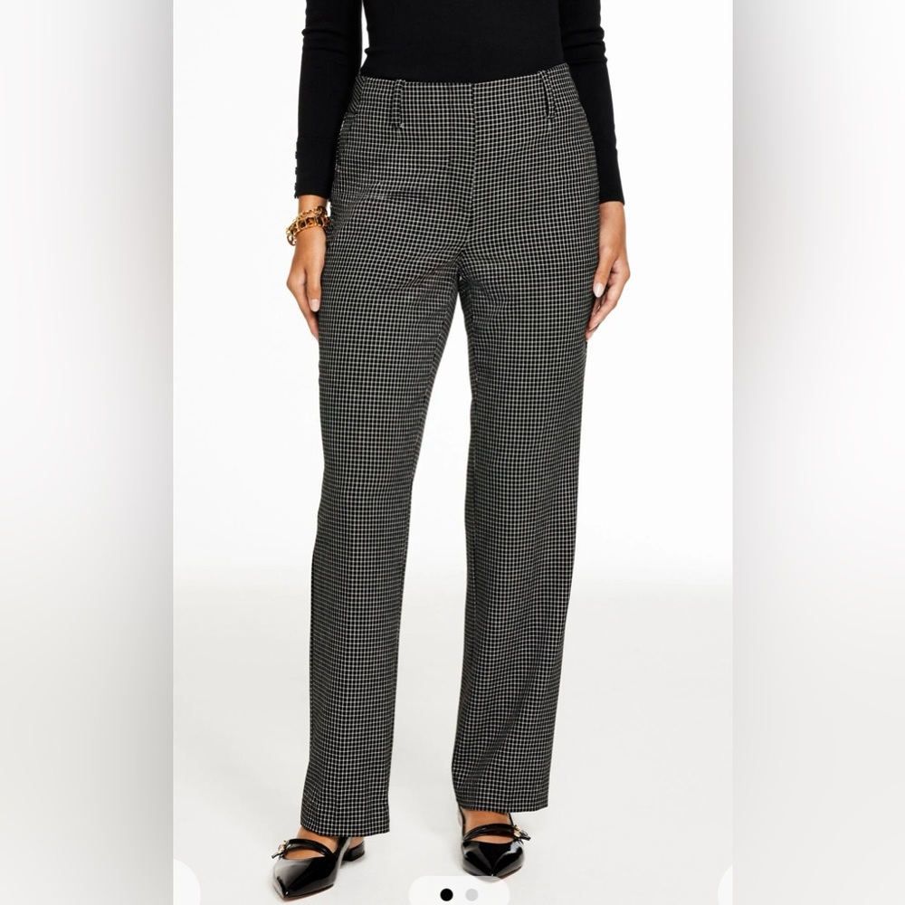 TALBOTS Southampton Stretch Straight Leg Pants- Classic Windowpane Size 8 NWT